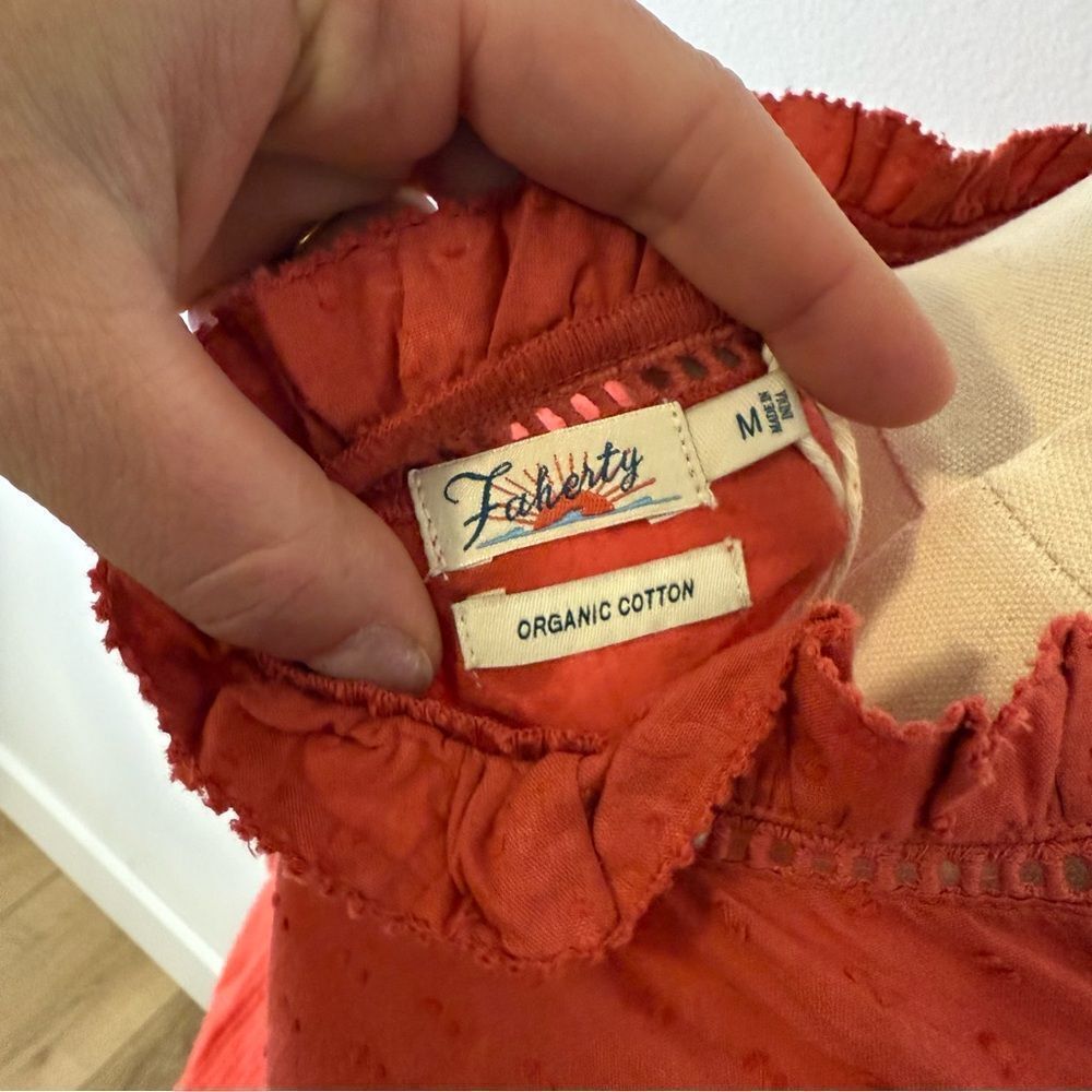 [Faherty] Women's Rust Button Down Blouse - Size M - Picture 6 of 7